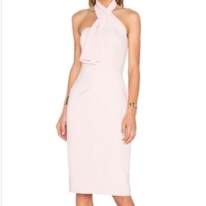 Revolve TY-LR Light Pink Strapless Midi Cocktail Dress S Draped